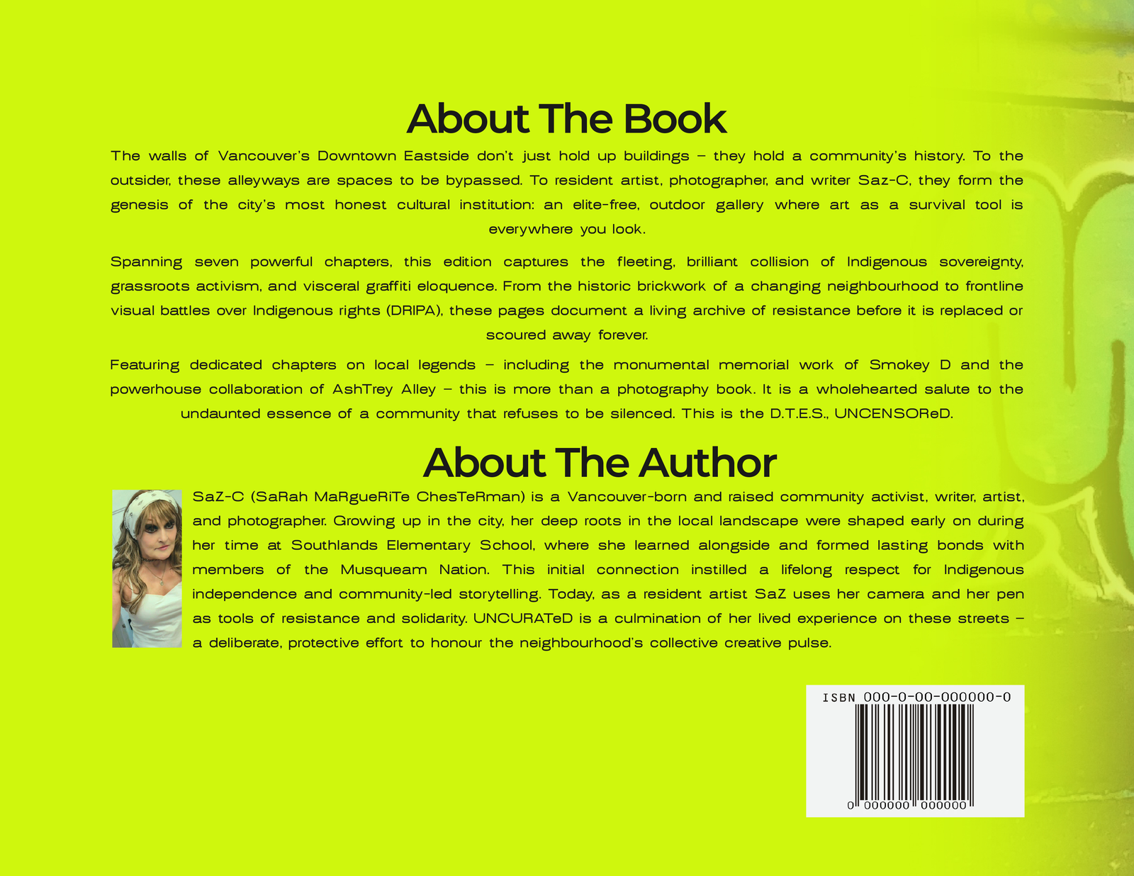 UNCURATeD book back cover with About The Book and About The Author